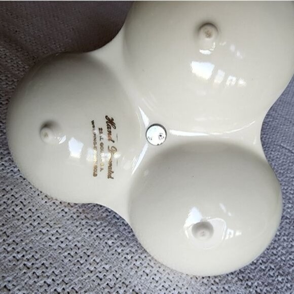 Vintage Mid Century Hand Painted 22K Weeping Gold Three Section Candy/Nut Tray - Picture 4 of 8